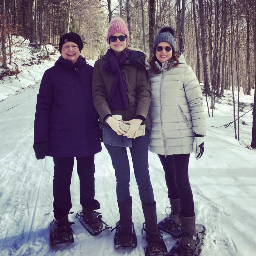 diane, suzanne, maia snowshoes at trapp’s stowe gimme the good stuff