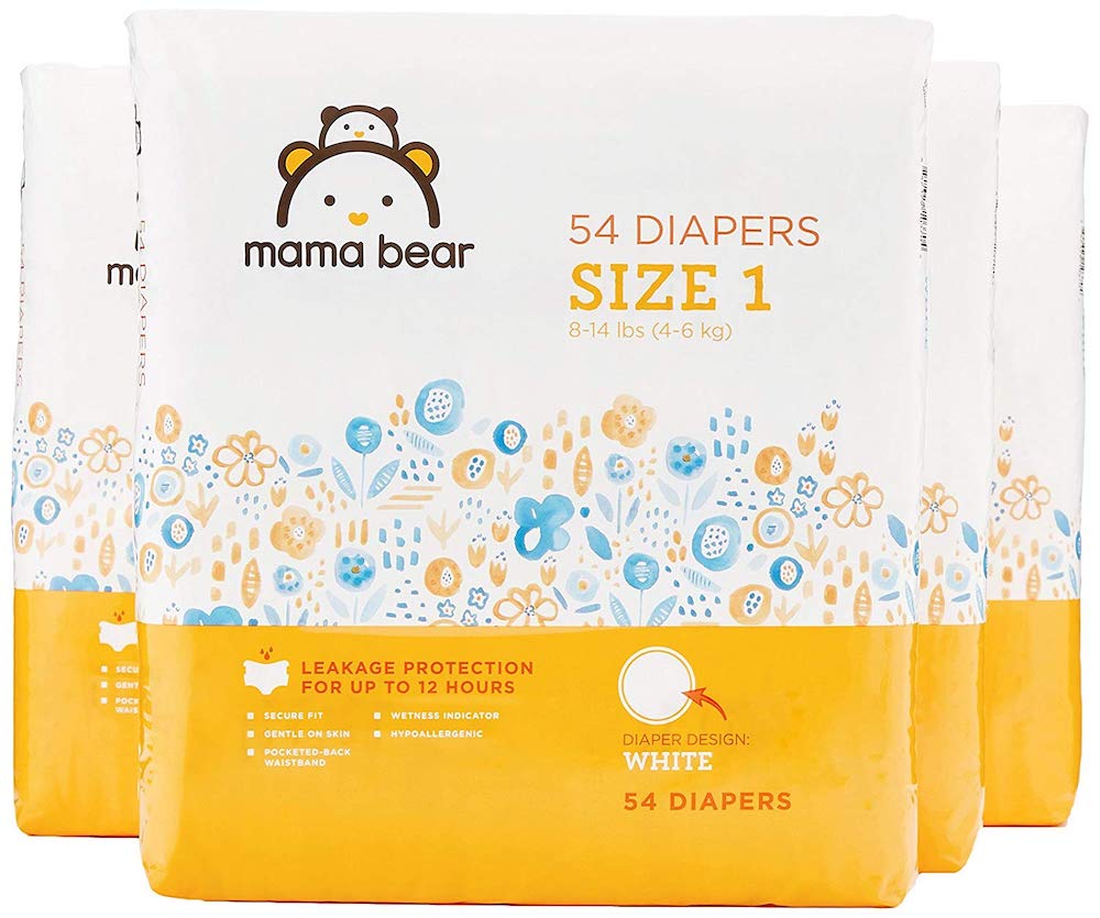 Packaging May Vary Mama Bear Best Fit Diapers Size 1 4 packs of 54 Brand White Print 216 Count 